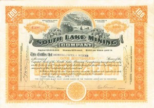 South Lake Mining Co. - Stock Certificate